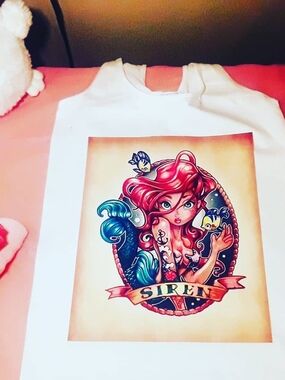 Gildan White Tank Top with Colorful Mermaid Graphic
